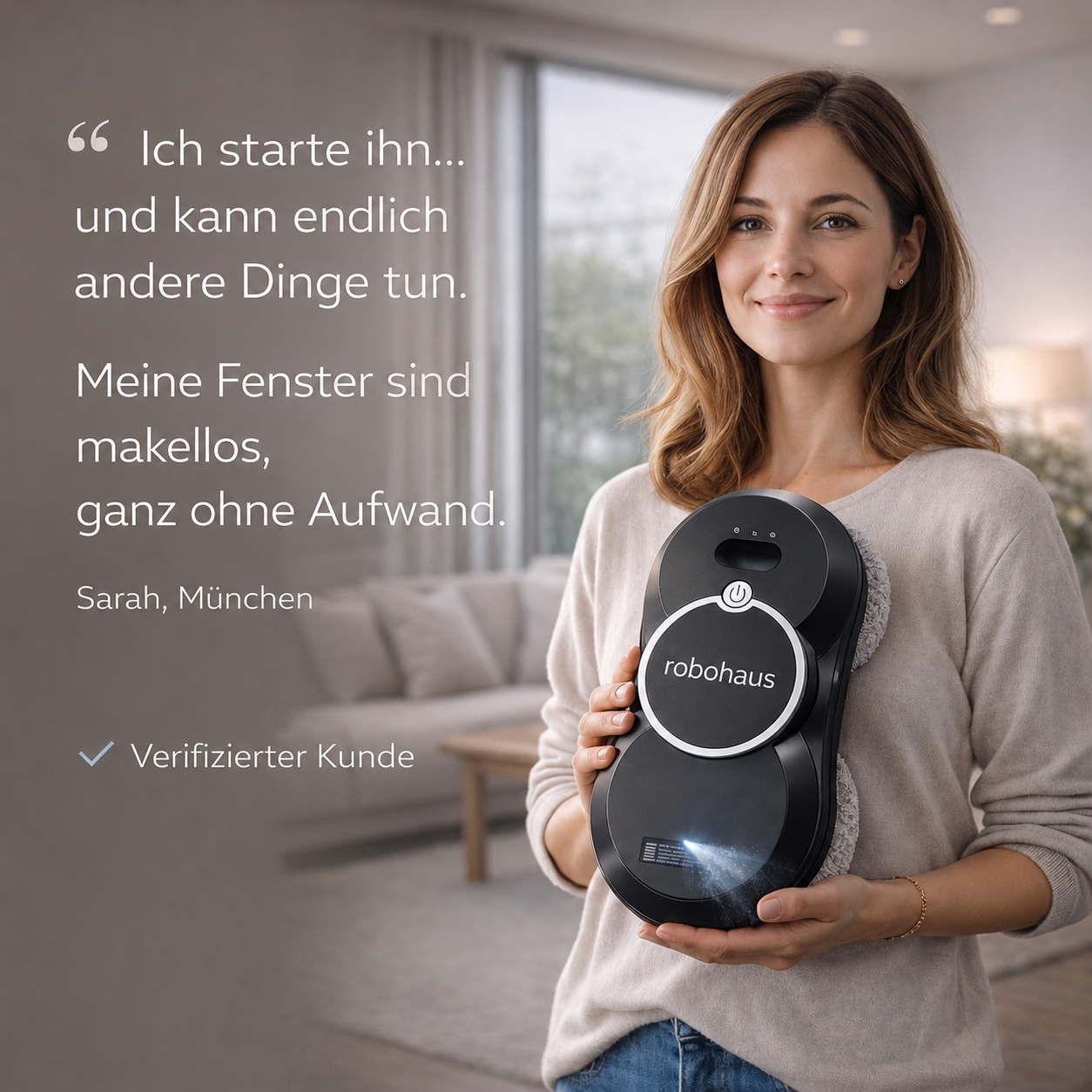 Fensterputzroboter Robohaus Mit Sprühfunktion, streifenfreie Reinigung
